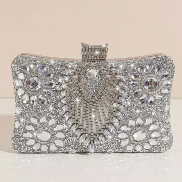 Handbags - Elegant Rhinestone Jewel Encrusted Evening Clutch Purse